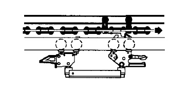 牽引鏈條、軌道與積放小車組工作示意圖